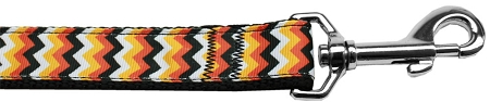 Pumpkin Chevrons Nylon Dog Leash 3/8 inch wide 6ft Long